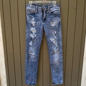 American Eagle Acid Wash Ripped Skinny Jeans 29x32